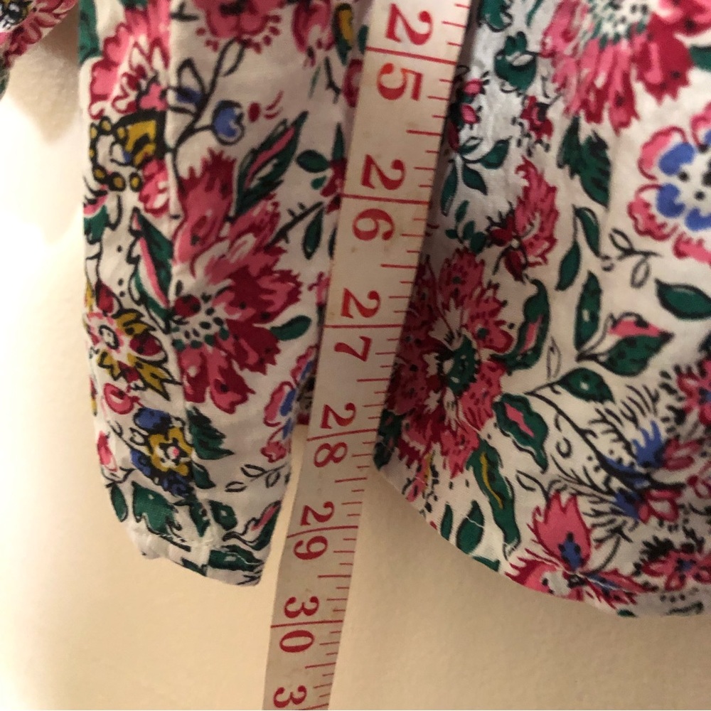 Womens Bohemian Floral V Neck Front tie puff sleeve Blouse. Size XXL. - Picture 11 of 12